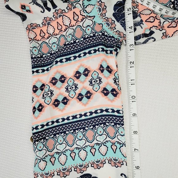 NWT Rue 21 Top Small Novelty Print Multicolor Elephant Gold Zip Boho Teacher - Picture 5 of 9